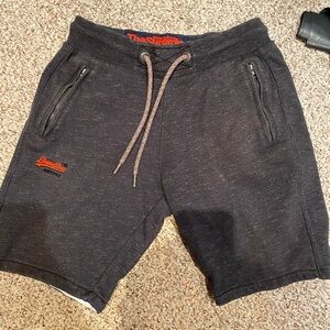 Superdry zip pocket closure athletic shorts size medium, 9” inseam